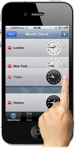 world clock on iPhone