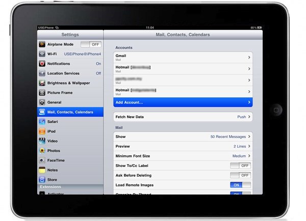 how to configure email on ipad