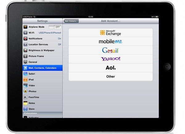 how to configure email on ipad