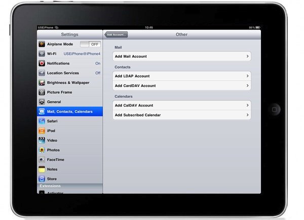 how to configure email on ipad