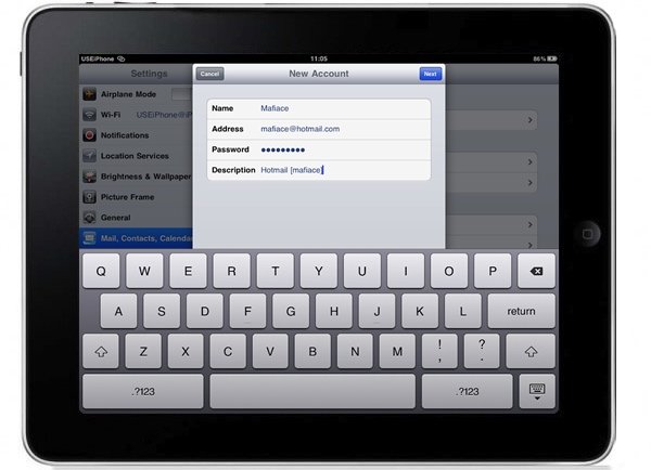 how to configure email on ipad