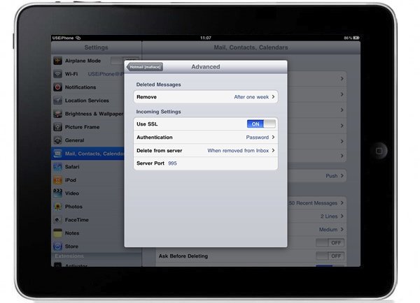 Mail settings iOS