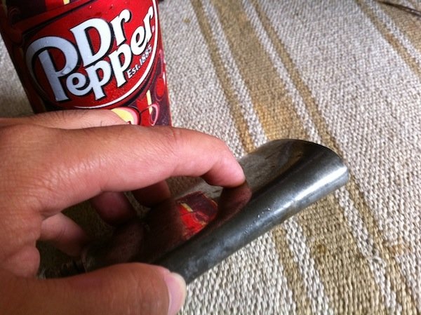 See the dented surface where my finger is? Here comes Dr Pepper to save the day!