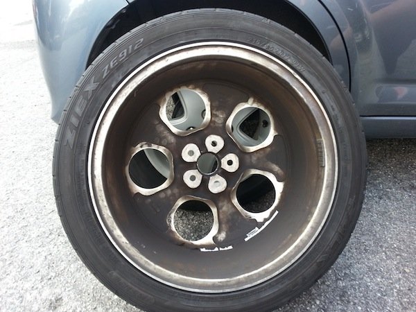 pothole dented rim