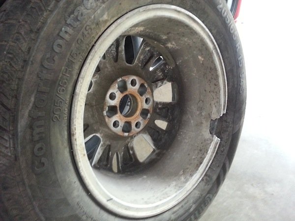 pothole damages car tyre wheels